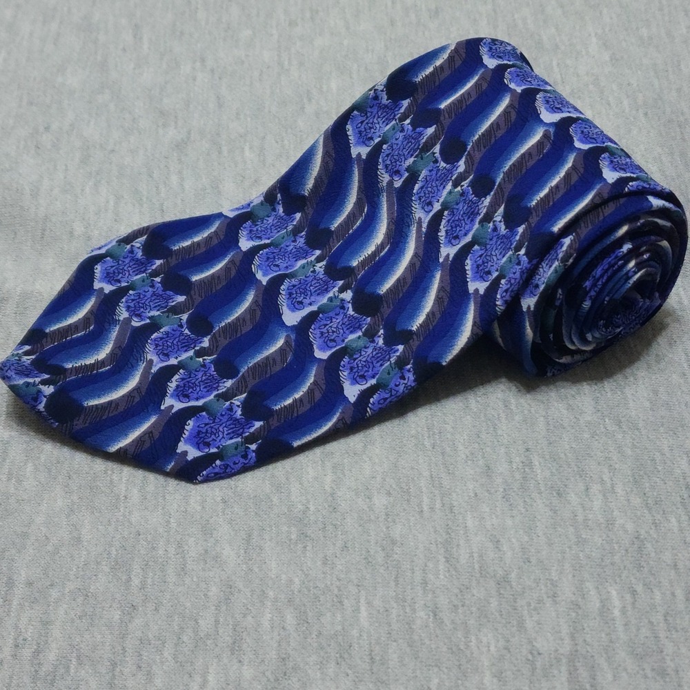 J Garcia Abstract Art Silk Tie‎ Mens Navy Blue Black Geometric Necktie Retro OS